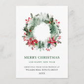 Landschap Wreath Holly Berry Pine Forest Kerstmis Feestdagenkaart (Voorkant)