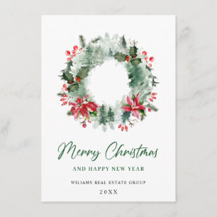 Landschap Wreath Holly Berry Pine Forest Kerstmis Feestdagenkaart