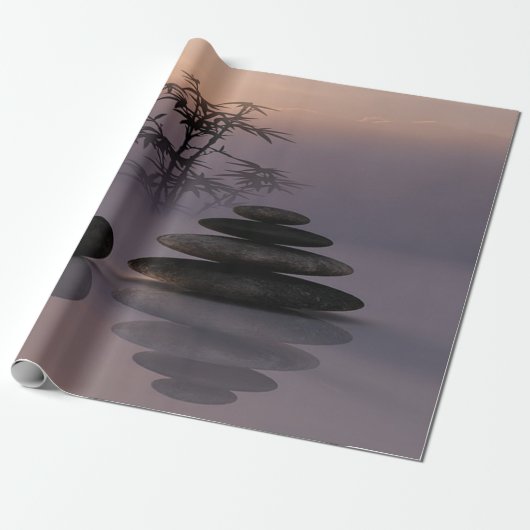 Landschap, Zen Stenen, Bamboe Cadeaupapier (Uitgerold)