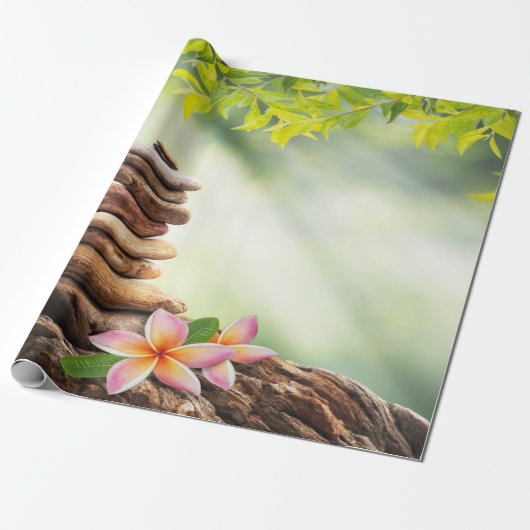 Landschap, Zen stenen, bloemen Cadeaupapier (Uitgerold)