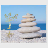 Landschap, Zen Stones, Gold Tree Silhouette Cadeaupapier (Vlak)