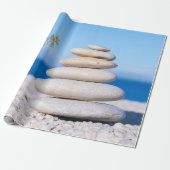 Landschap, Zen Stones, Gold Tree Silhouette Cadeaupapier (Uitgerold)