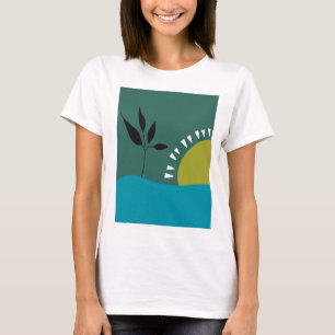 Landschap zon groene abstracte kleurrijke kunst tr t-shirt