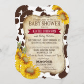 Landschap Zonnebloemen en Koeienprint Baby Shower Kaart (Voorkant / Achterkant)