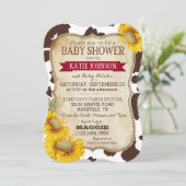 Landschap Zonnebloemen en Koeienprint Baby Shower Kaart (Staand voorkant)
