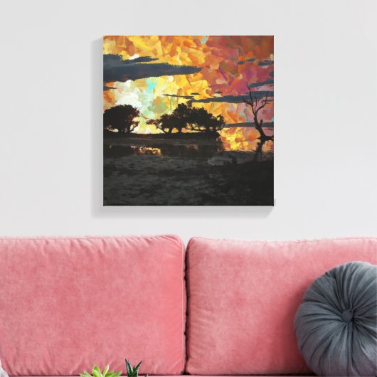 LANDSCHAP ZONSONDERGANG CANVAS AFDRUK (Insitu (Woonkamer))