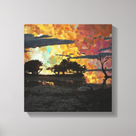 LANDSCHAP ZONSONDERGANG CANVAS AFDRUK