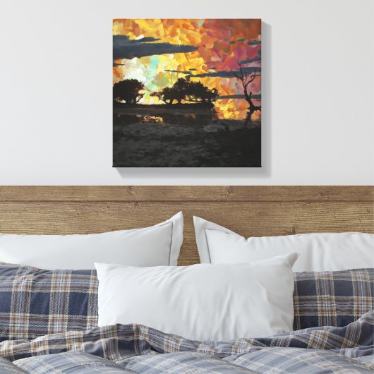 LANDSCHAP ZONSONDERGANG CANVAS AFDRUK (Insitu (Slaapkamer))