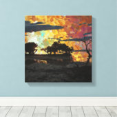 LANDSCHAP ZONSONDERGANG CANVAS AFDRUK (Insitu (Houten vloer))