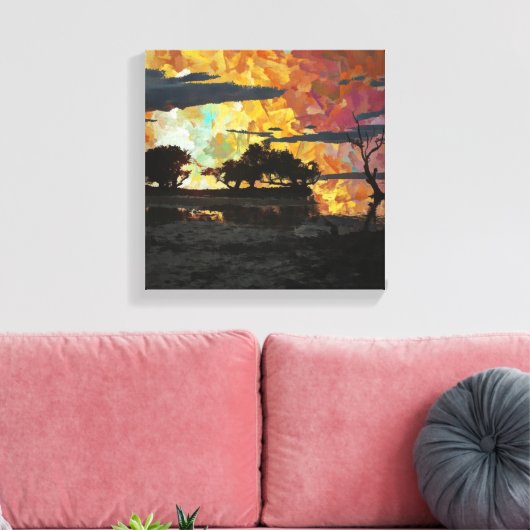 LANDSCHAP ZONSONDERGANG CANVAS AFDRUK (Insitu (Woonkamer))