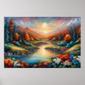 Landschap Zonsondergang Modern Art Poster (Voorkant)