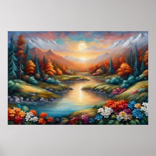 Landschap Zonsondergang Modern Art Poster (Voorkant)