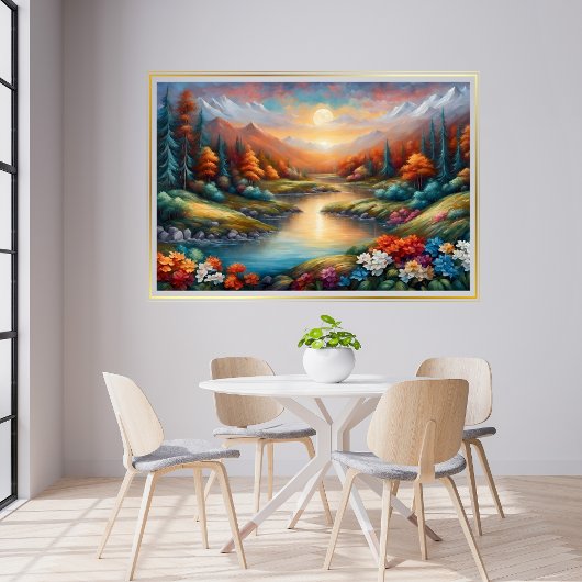 Landschap Zonsondergang Modern Art Poster