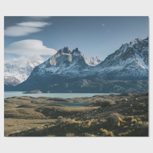 LANDSCHAPE FOTOGRAFIE VAN ZWARTE EN WITTE MOUNTAIN CADEAUPAPIER (Vlak)