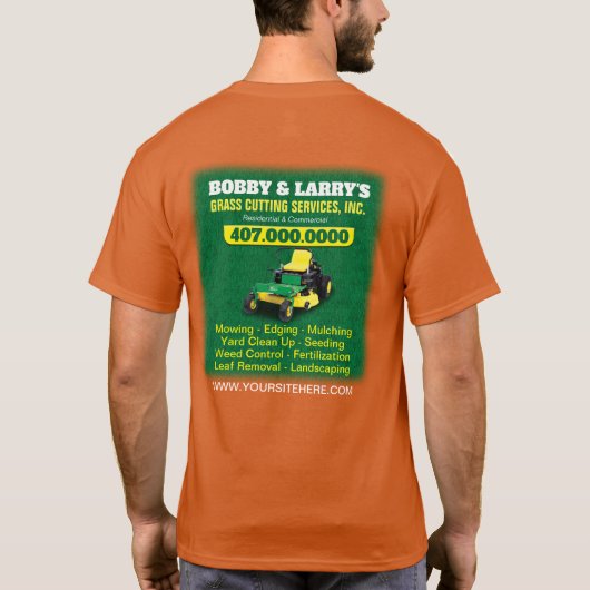 Landschappelijk ontwerp grasgrasgrassnijdende Sjab T-shirt (Achterkant)