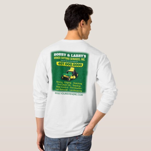 Landschappelijk ontwerp grasgrasgrassnijdende Sjab T-shirt (Achterkant volledig)
