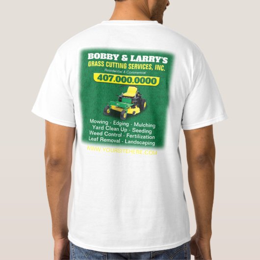 Landschappelijk ontwerp grasgrasgrassnijdende Sjab T-shirt (Achterkant)