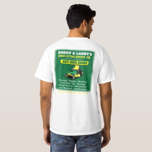 Landschappelijk ontwerp grasgrasgrassnijdende Sjab T-shirt (Achterkant volledig)