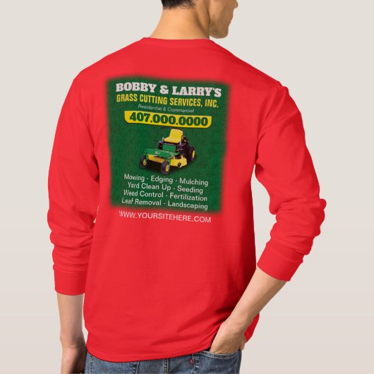 Landschappelijk ontwerp grasgrasgrassnijdende Sjab T-shirt (Achterkant)