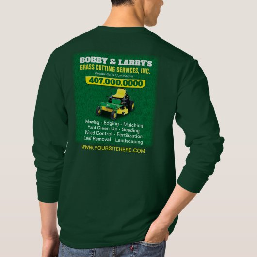 Landschappelijk ontwerp grasgrasgrassnijdende Sjab T-shirt (Achterkant)