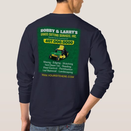 Landschappelijk ontwerp grasgrasgrassnijdende Sjab T-shirt (Achterkant)