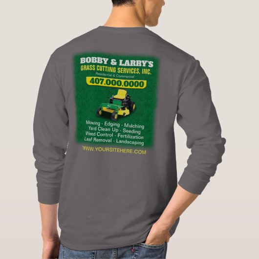 Landschappelijk ontwerp grasgrasgrassnijdende Sjab T-shirt (Achterkant)