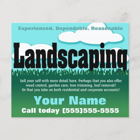 Landschappelijk ontwerp. Lawn service.  Flyer (Voorkant)