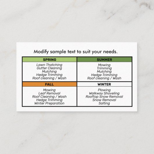 Landschappelijk ontwerp van de dagenzorg visitekaartje (Achterkant)