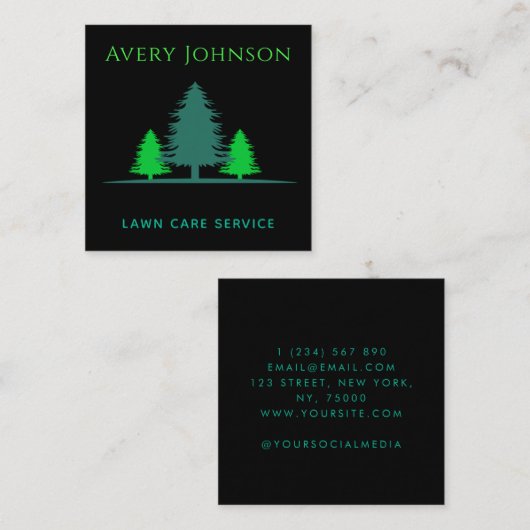 Landschappelijk ontwerp van de graszorg Eenvoudige Vierkante Visitekaartje (Voorkant / Achterkant)