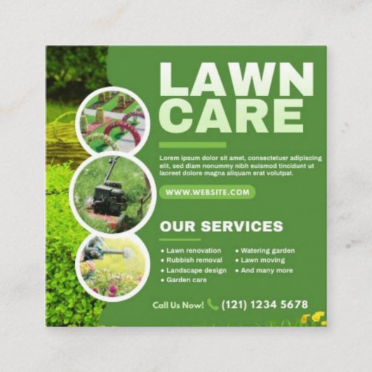 Landschappelijk ontwerp van de graszorg vierkante visitekaartje (Voorkant)