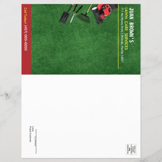 Landschappelijk ontwerp voor de grasmachine voor d flyer (Achterkant)