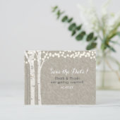 Landschappelijke berkenboom slingerlichten Save th Aankondigingskaart (Staand voorkant)