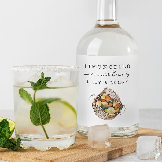 Landschappelijke citroenen Persoonlijke Limoncello Likeurfles Etiket