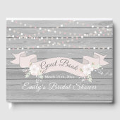 Landschappelijke grijze houten slingerlichten brui gastenboek (Voorkant)