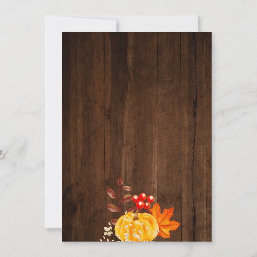 Landschappelijke houten pompoen slingerlichten sav save the date (Achterkant)