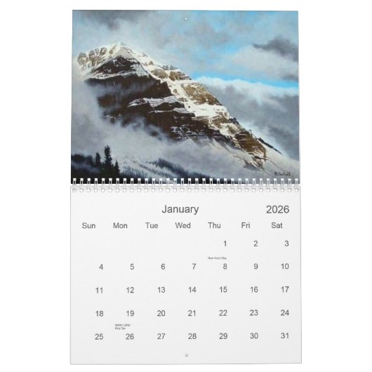 Landschappelijke kalender van de Kandidaat Artist  (Jan 2026)