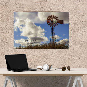 Landschappelijke landelijke ranch windmolen uitger canvas afdruk