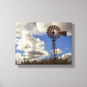 Landschappelijke landelijke ranch windmolen uitger canvas afdruk