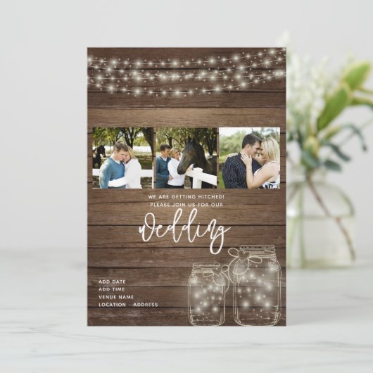 Landschappelijke Mason Jar Lichten Foto Collage Br Kaart (Staand voorkant)