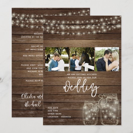 Landschappelijke Mason Jar Lichten Foto Collage Br Kaart (Voorkant / Achterkant)