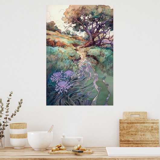 Landschappelijke Waterverf Poster (Keuken)