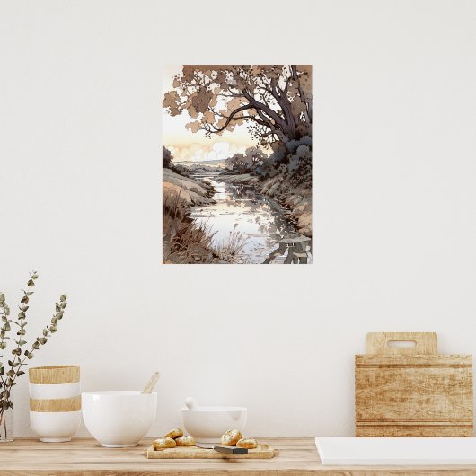 Landschappelijke Waterverf Poster (Keuken)