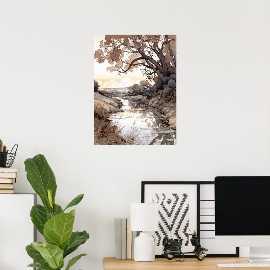 Landschappelijke Waterverf Poster (Thuiskantoor)