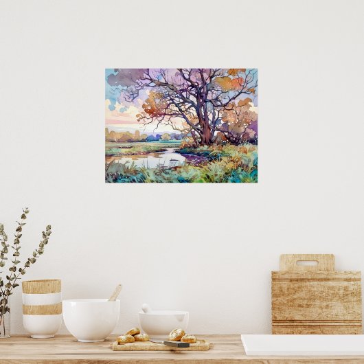 Landschappelijke Waterverf Poster (Keuken)