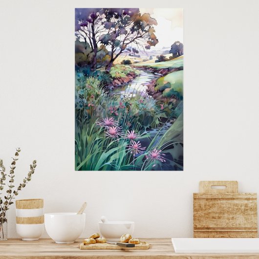 Landschappelijke Waterverf Poster (Keuken)