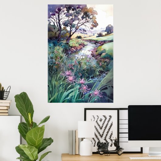 Landschappelijke Waterverf Poster (Thuiskantoor)
