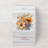 Landschappelijke Waterverf Zonnebloem Bruiloft All In One Uitnodiging (Buitenkant)