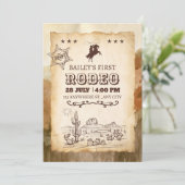 Landschappelijke Western Rodeo Cowboy Eerste Rodeo Kaart (Staand voorkant)