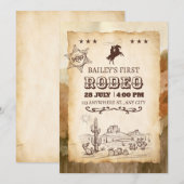 Landschappelijke Western Rodeo Cowboy Eerste Rodeo Kaart (Voorkant / Achterkant)