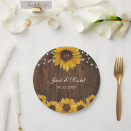 Landschappelijke zonnebloem slingerlampen houten b papieren bordje